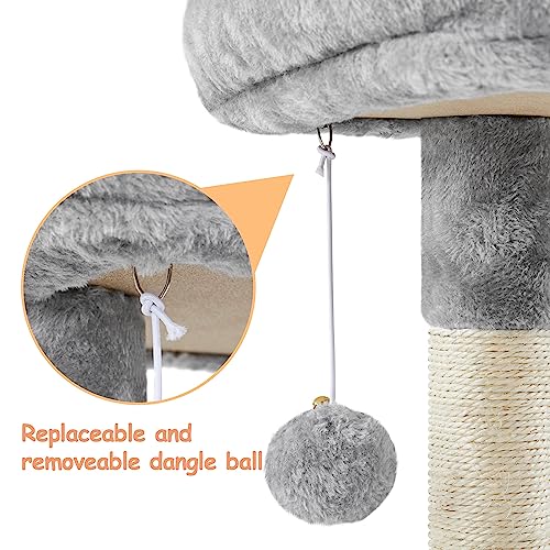 Yaheetech Cat Tree Cat Tower Cat Scratching Posts with Condo/Comfy Basket for Indoor Cats, 87cm Dark Grey