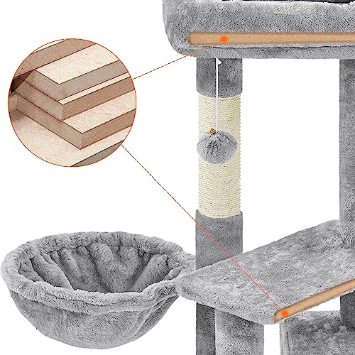 Yaheetech Cat Tree Cat Tower Cat Scratching Posts with Condo/Comfy Basket for Indoor Cats, 87cm Dark Grey