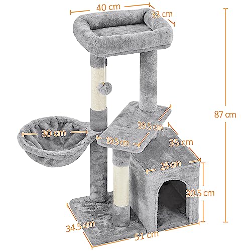 Yaheetech Cat Tree Cat Tower Cat Scratching Posts with Condo/Comfy Basket for Indoor Cats, 87cm Dark Grey