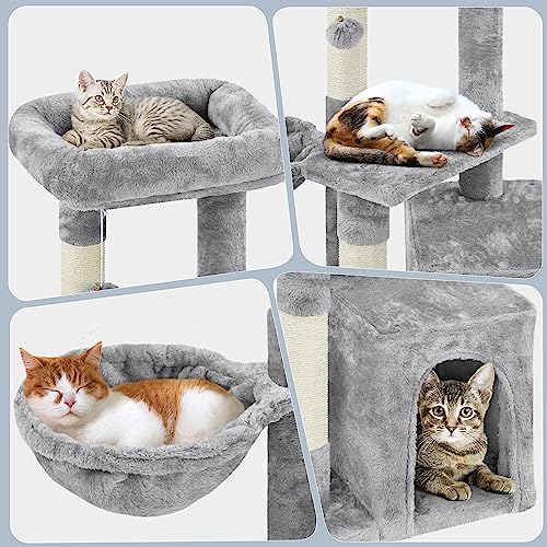 Yaheetech Cat Tree Cat Tower Cat Scratching Posts with Condo/Comfy Basket for Indoor Cats, 87cm Dark Grey