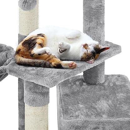 Yaheetech Cat Tree Cat Tower Cat Scratching Posts with Condo/Comfy Basket for Indoor Cats, 87cm Dark Grey