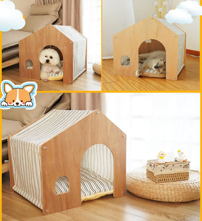 Natural pine house for dogs and cats (52X47X50CM)