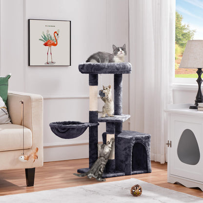 Yaheetech Cat Tree Cat Tower Cat Scratching Posts with Condo/Comfy Basket for Indoor Cats, 87cm Dark Grey