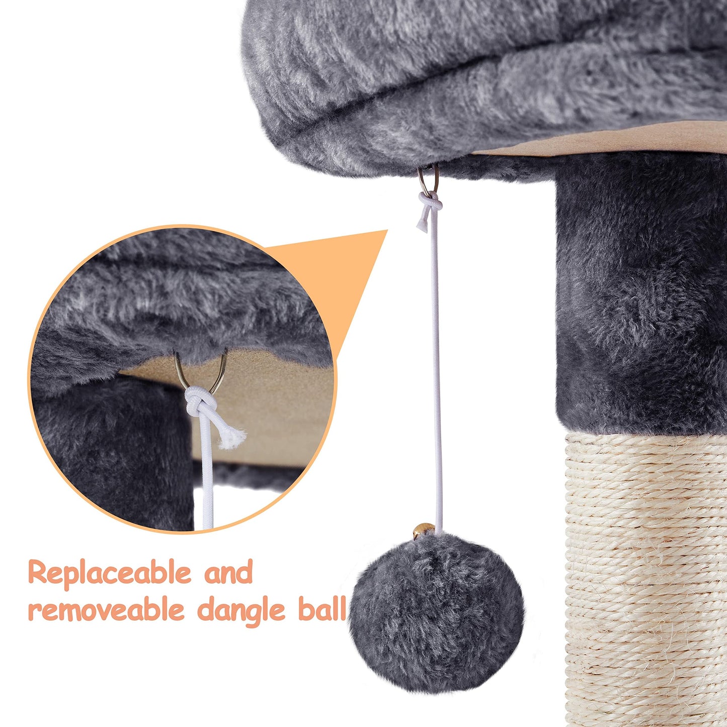 Yaheetech Cat Tree Cat Tower Cat Scratching Posts with Condo/Comfy Basket for Indoor Cats, 87cm Dark Grey