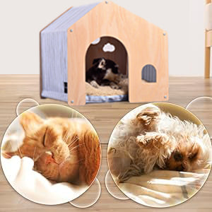 Mekidulu Cat house Wooden Cat den -Cardboard cat house(52X47X50CM)