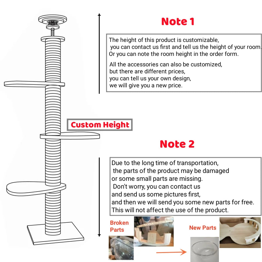 Floor-standing adjustable cat tower multi-layer pet cat activity center