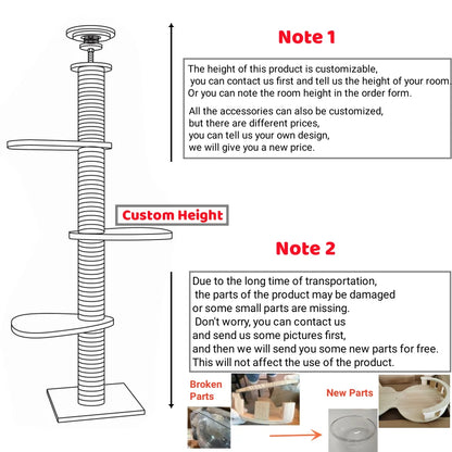 Floor-standing adjustable cat tower multi-layer pet cat activity center