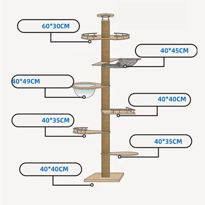 Floor-standing adjustable cat tower multi-layer pet cat activity center