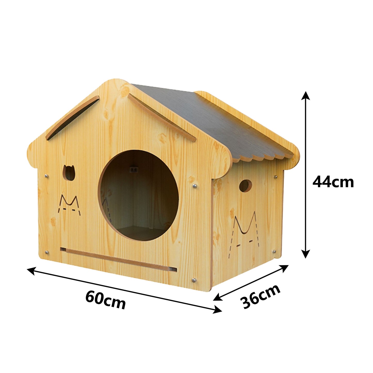 Mekidulu wooden dog and cat house with doors and windows